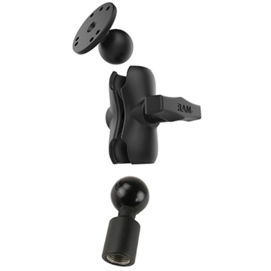 RAM® Short Double Ball Mount with Round Plate and 1/2" NPT Thread