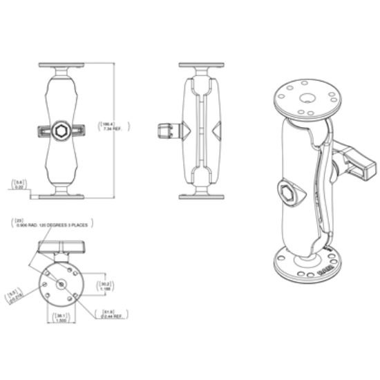 RAM® Double Ball Mount with Garmin Fishfinder Hardware