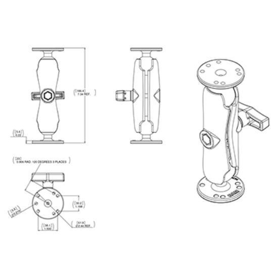 RAM® Double Ball Mount for Raymarine Dragonfly Series