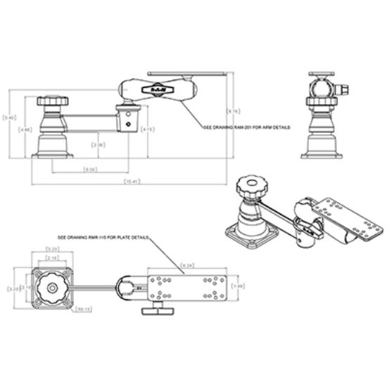 RAM® Horizontal Swing Arm with Double Ball Mount