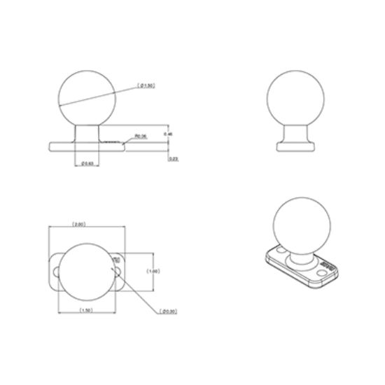 RAM® Ball Base with 1.5" 2-Hole Pattern