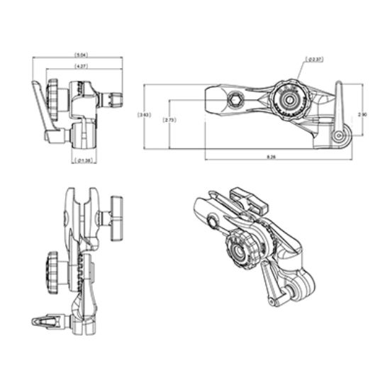 RAM® Ratchet & Swing Arm with 1/2" NPT Hole and Single Socket Arm