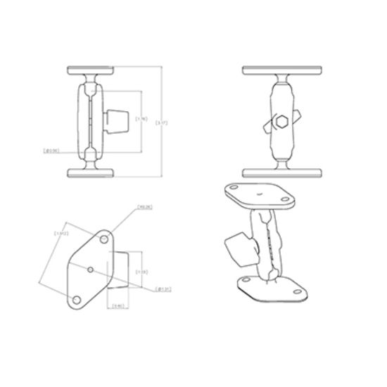 RAM® Double Ball Diamond Plate Mount
