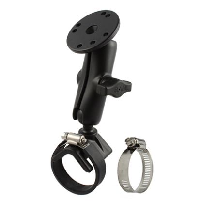 RAM® Double Ball Strap Hose Clamp Mount with Round Plate