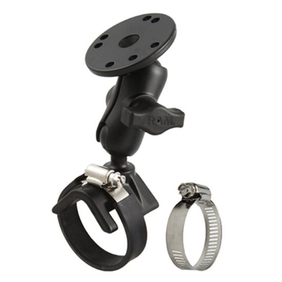 RAM® Double Ball Strap Hose Clamp Mount with Round Plate