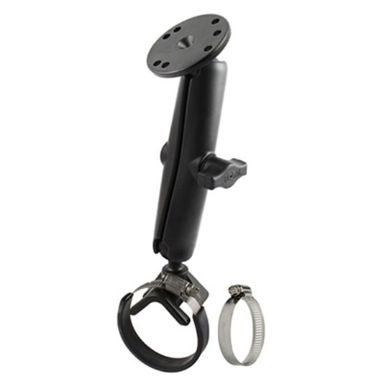 RAM® Double Ball Strap Hose Clamp Mount with Round Plate