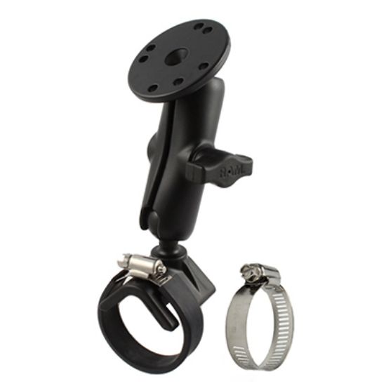 RAM® Double Ball Strap Hose Clamp Mount with Round Plate