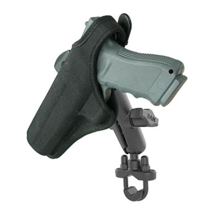 RAM® Handlebar U-Bolt Double Ball Mount with Gun Holster Clip