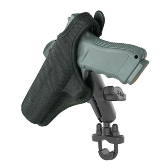 RAM® Handlebar U-Bolt Double Ball Mount with Gun Holster Clip