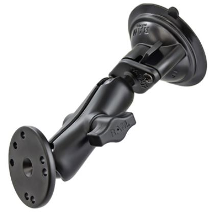 RAM® Twist-Lock™ Suction Cup Double Ball Mount with Round Plate