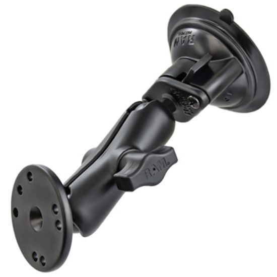 RAM® Twist-Lock™ Suction Cup Double Ball Mount with Round Plate