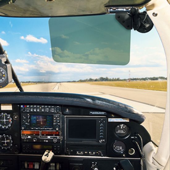 RAM® Twist-Lock™ Suction Cup Mount with Swivel Socket Arm & Sun Visor