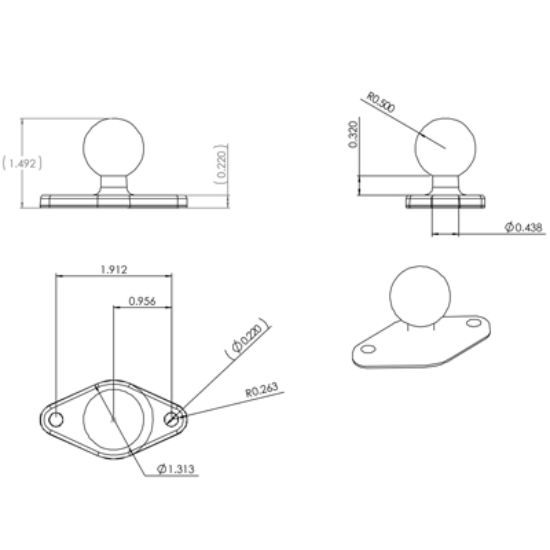 RAM® Chrome Diamond Ball Base