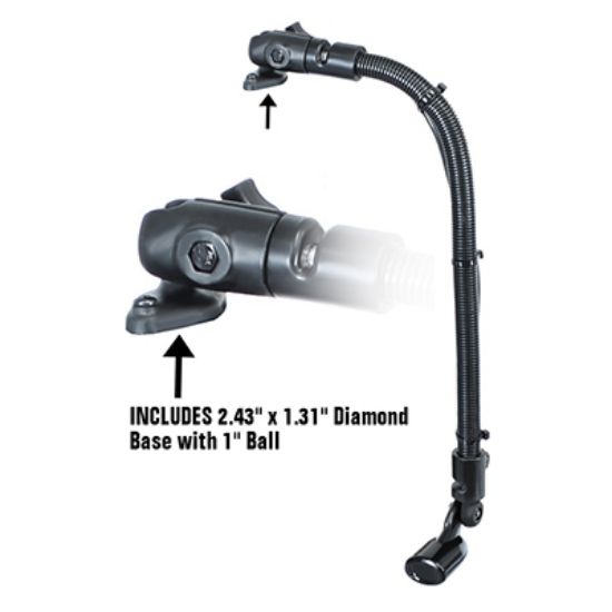 RAM® Transducer Mount with 18" Aluminum Rod and Diamond Base