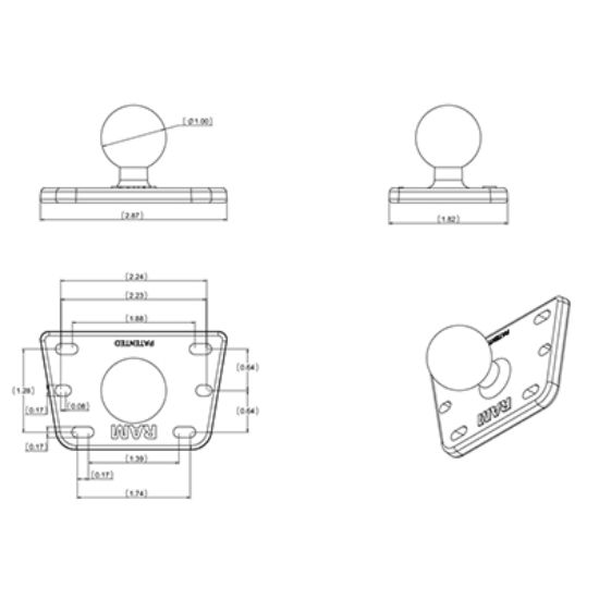 RAM® Centered Reservoir Cover Ball Base
