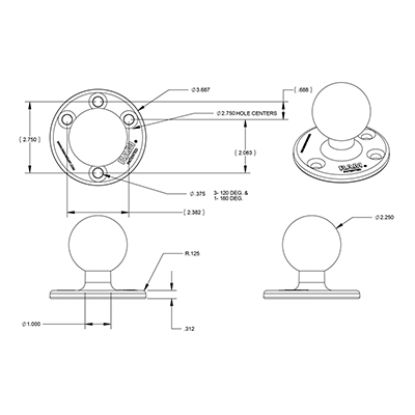 Pokaż szczegóły dla RAM® Large Round Plate with Ball RAM® Large Round Plate with Ball