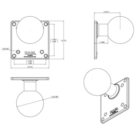 RAM® 100x100mm VESA Plate with Ball