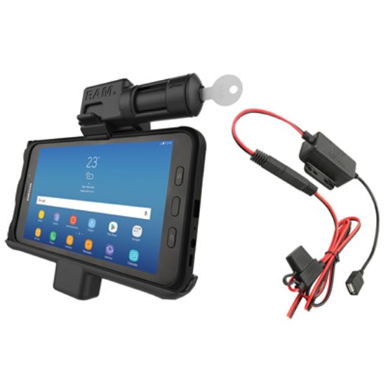 RAM® Key-Locking Powered Cradle for Samsung Tab Active2 with Charger