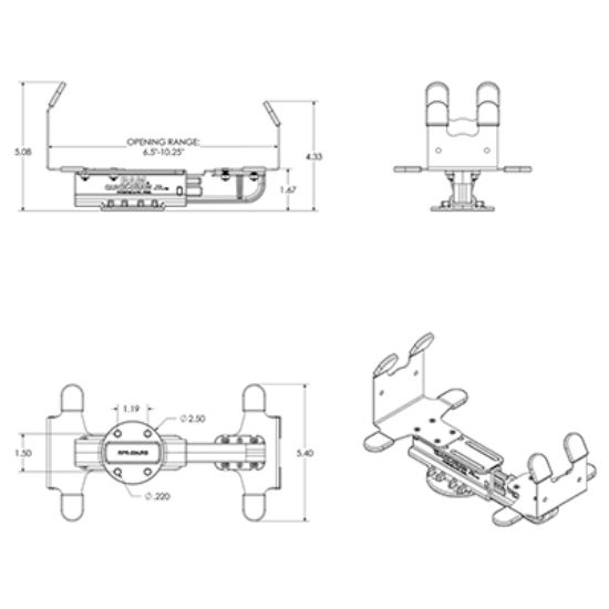 RAM® Printer Cradle for Portable Printers with Rear Paper Feed