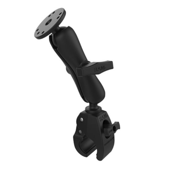 RAM® Tough-Claw™ Medium Clamp Double Ball Mount with Round Plate