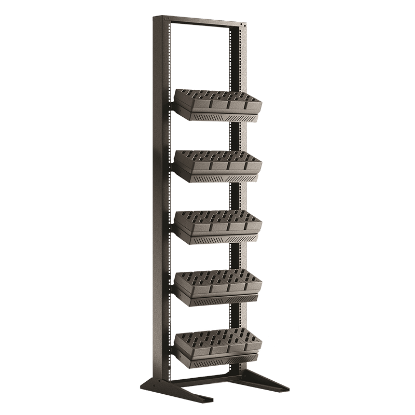Open rack bundle with single sided shelves. 5 shelves. Including Power Protection Unit.